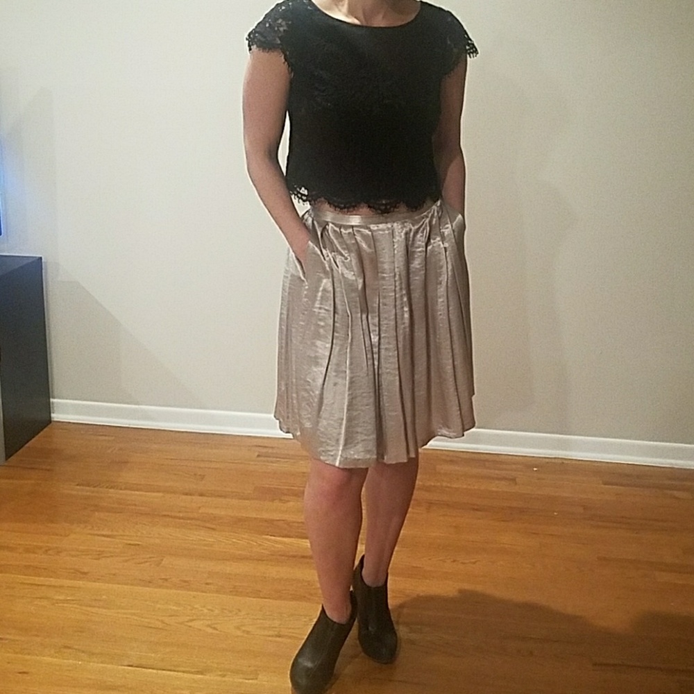 WHBM metallic pleated skirt